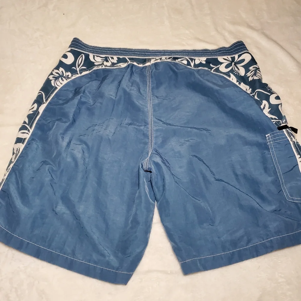Men's Anchor Blue Board Shorts Swim Trunks Zipper Pocket Size 40 X 22‎  XL GUC